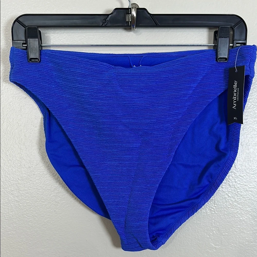 NEW Ambrielle Women's Blue High-Waisted Bikini Bottom‎